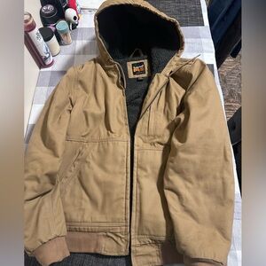 Timberland pro gritman fleece-lined hooded canvas jacket dark wheat men’s large